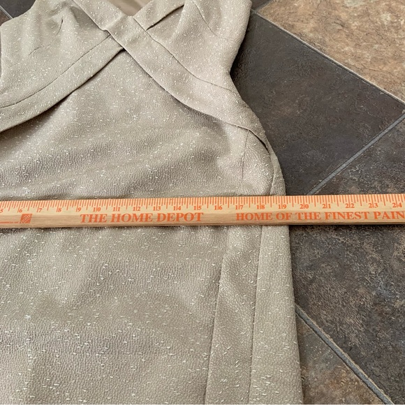 Zac Posen  Wm’s 6 Champagne Textured Career Formal Cocktail Dress V Neck Sheath - Picture 6 of 8